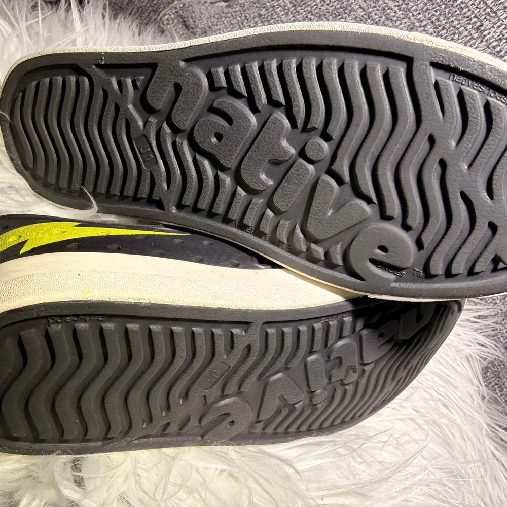 Native Kids Black Water Shoes with Neon Yellow Accent